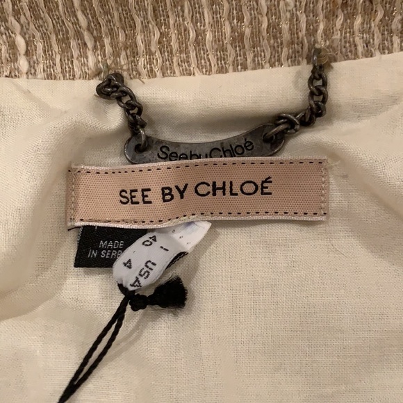 SEE BY CHLOE 60’s CHIC CROPPED METALLIC JACKET WITH 3/4 SLEEVES IN MULTI TWEED 4 - Picture 9 of 9